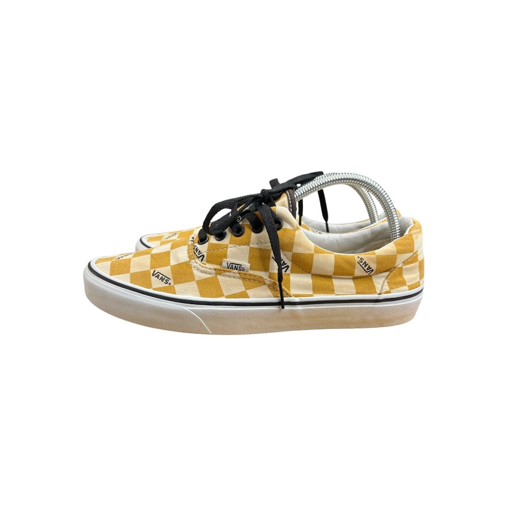 Vans Era Men's Checkerboard Logo Ochre Yellow White Low Top Sneakers - Size 10